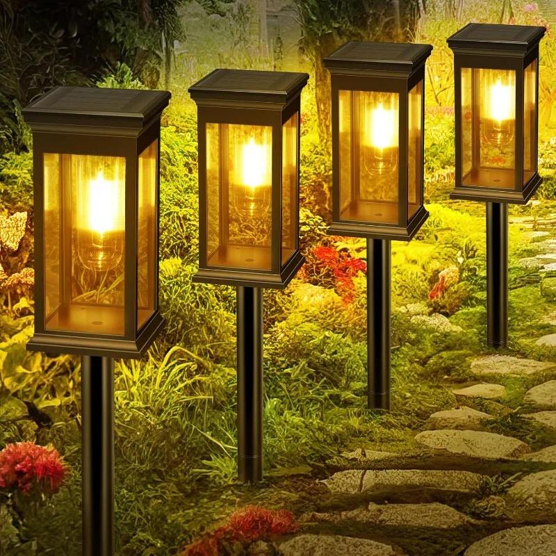 Outdoor Power For Christmas Lights - ไฟทางเดินพลังงานแสงอาทิตย์ 4 ชิ้น ไฟพลังงานแสงอาทิตย์สำหรับกลางแจ้ง ไฟสวนพลังงานแสงอาทิตย์สำหรับทางเดิน สนามหญ้า