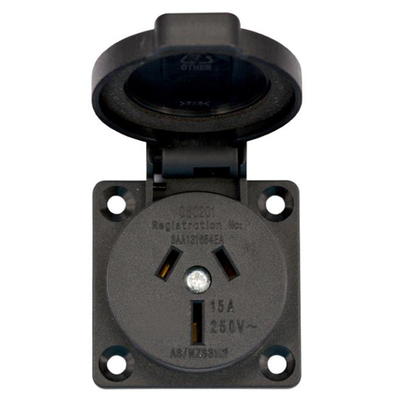 Outdoor Power Receptacle - 2PCS สีดํา 10A 15A ออสเตรเลียกลางแจ้งอุตสาหกรรมกันน้ําซ็อกเก็ตนิวซีแลนด์ AU