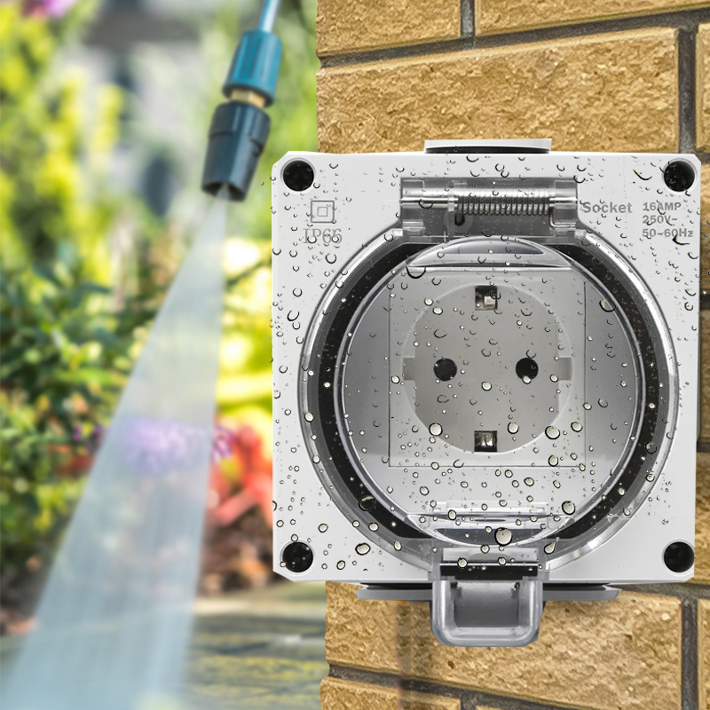 Outdoor Power Receptacle - เต้ารับไฟฟ้ากันน้ํา IP66 กลางแจ้ง Weatherproof In-Use โคมไฟติดผนัง