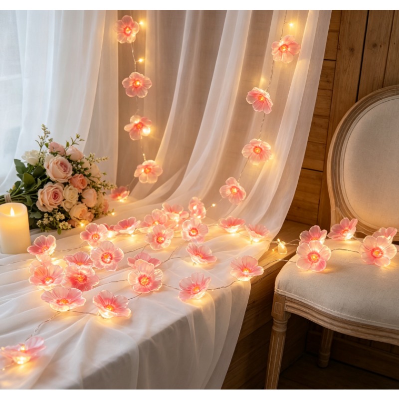Outdoor Power For Christmas Lights - ไฟ LED ประดับรูปดอกซากุระสีชมพู ใช้พลังงานจากแบตเตอรี่ กันน้ำ เหมาะสำหรับตกแต่งภายนอก
