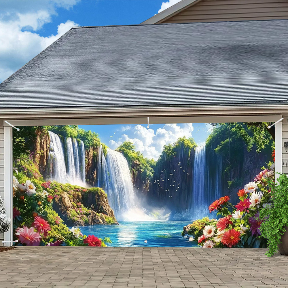 แบนเนอร์ประตูโรงรถน้ําตกและดอก - Outdoor Power Garage บทวิจารณ์และราคา