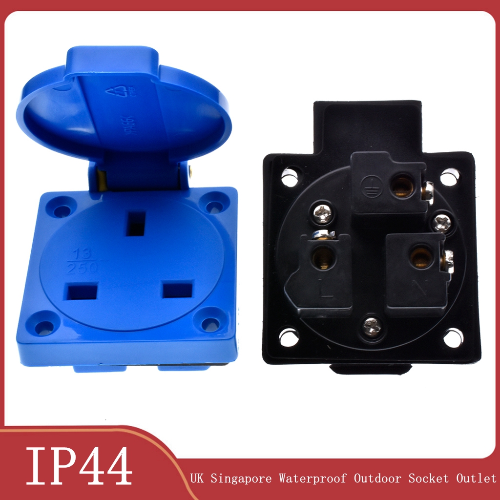 1pcs สหราชอาณาจักรสีดําสีฟ้า 1 - Outdoor Power Receptacle บทวิจารณ์และราคา