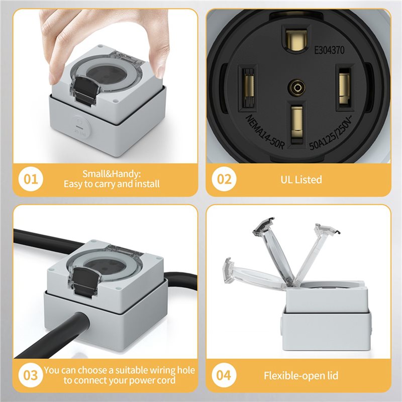 ABZL 6X 50Amp กล่องเต้ารับไฟฟ้ - Outdoor Power Receptacle บทวิจารณ์และราคา