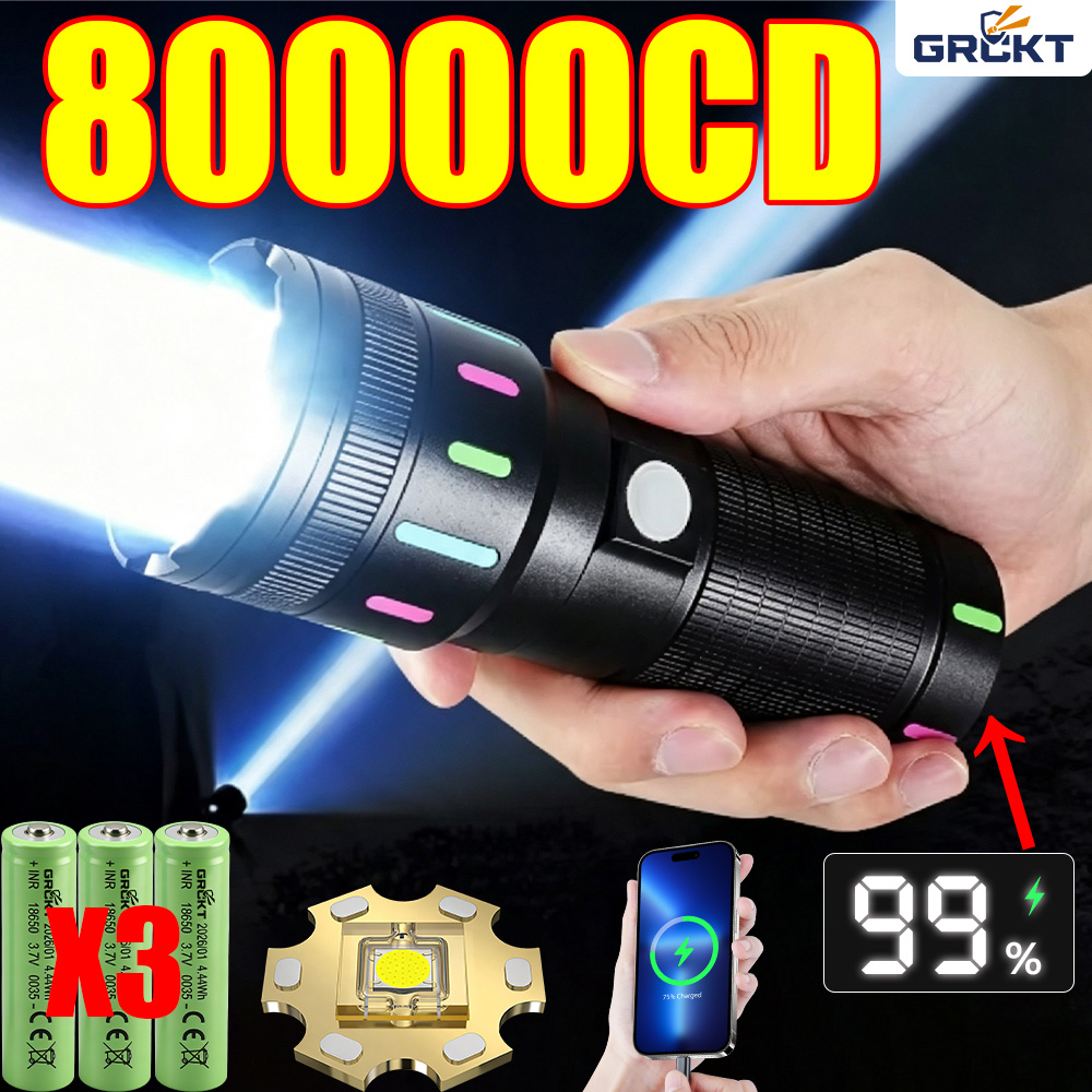 ไฟฉาย LED กำลังสูง 80000CD ไฟฉ - Outdoor Powerbank บทวิจารณ์และราคา