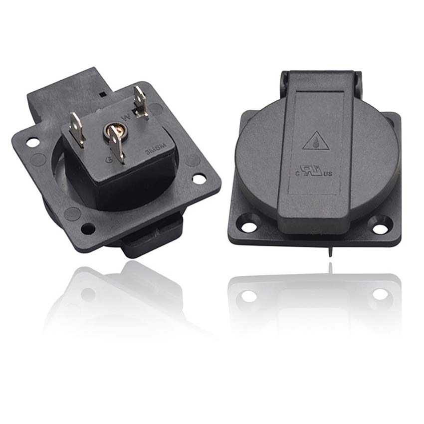 สีดํา 125V 15A 20A IP44 CE อเม - Outdoor Power Receptacle บทวิจารณ์และราคา
